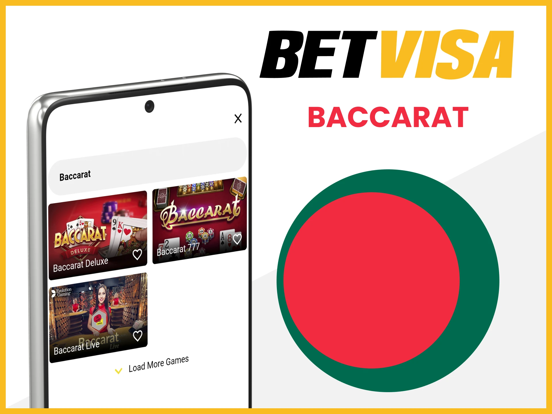 To play on the Betvisa app, choose the live casino baccarat game.