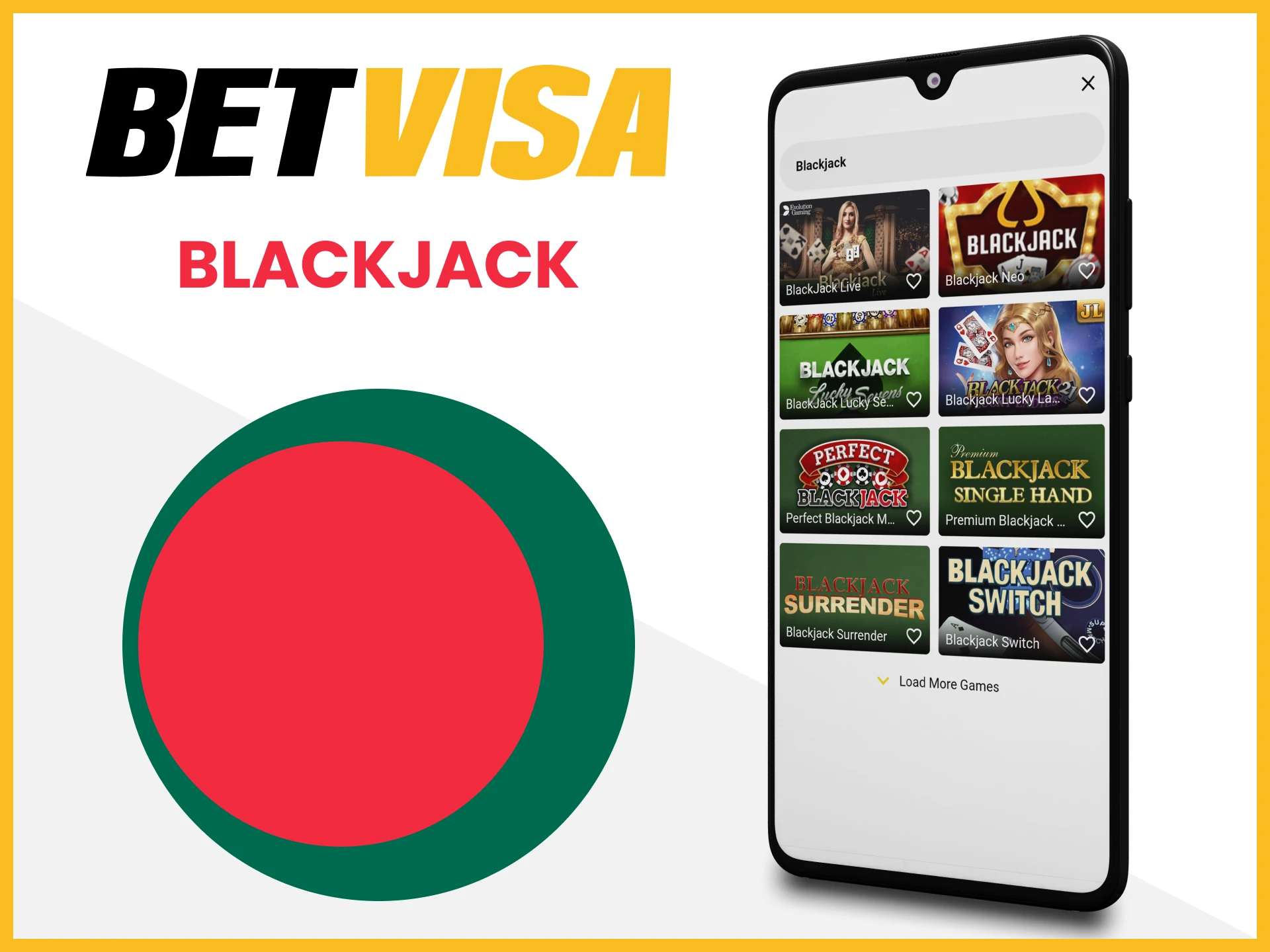 To play on the Betvisa app, choose the live casino blackjack game.