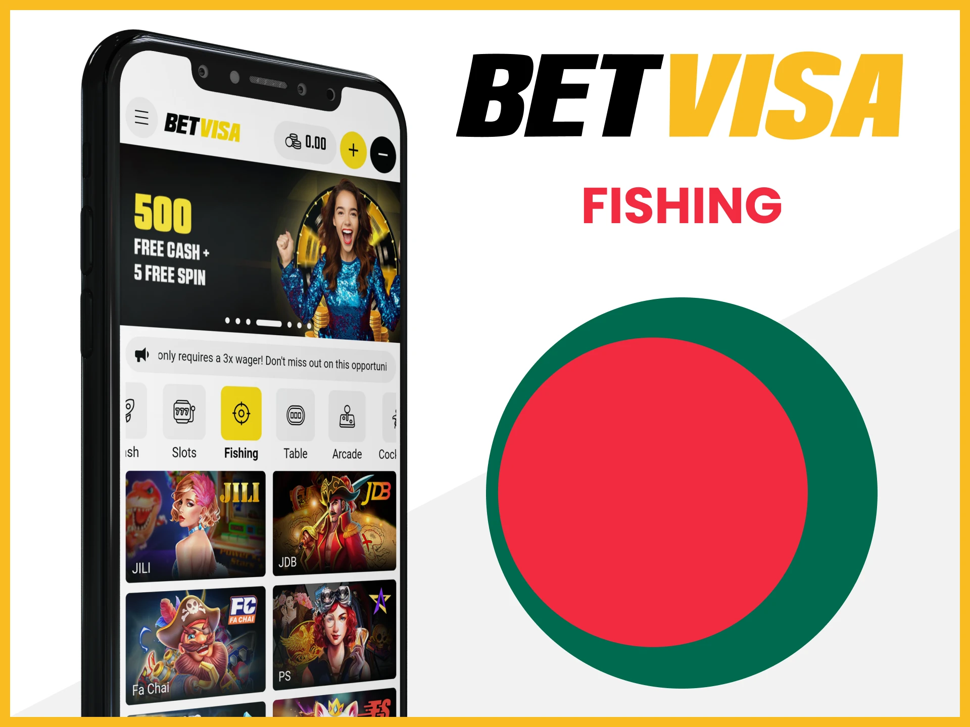 Go to the fishing section for games in the Betvisa application.
