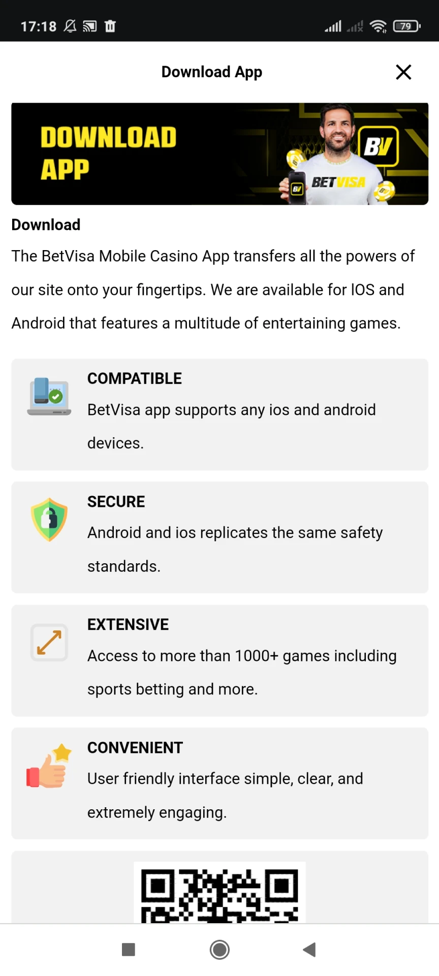Start downloading the Betvisa app for iOS.