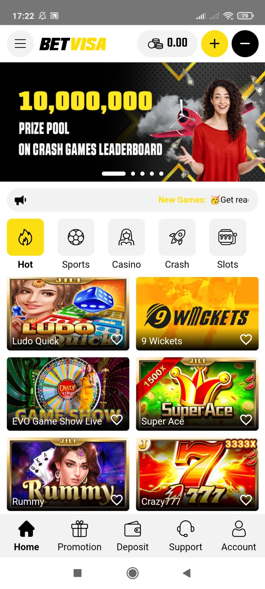 Visit the main page to download the Betvisa iOS app.