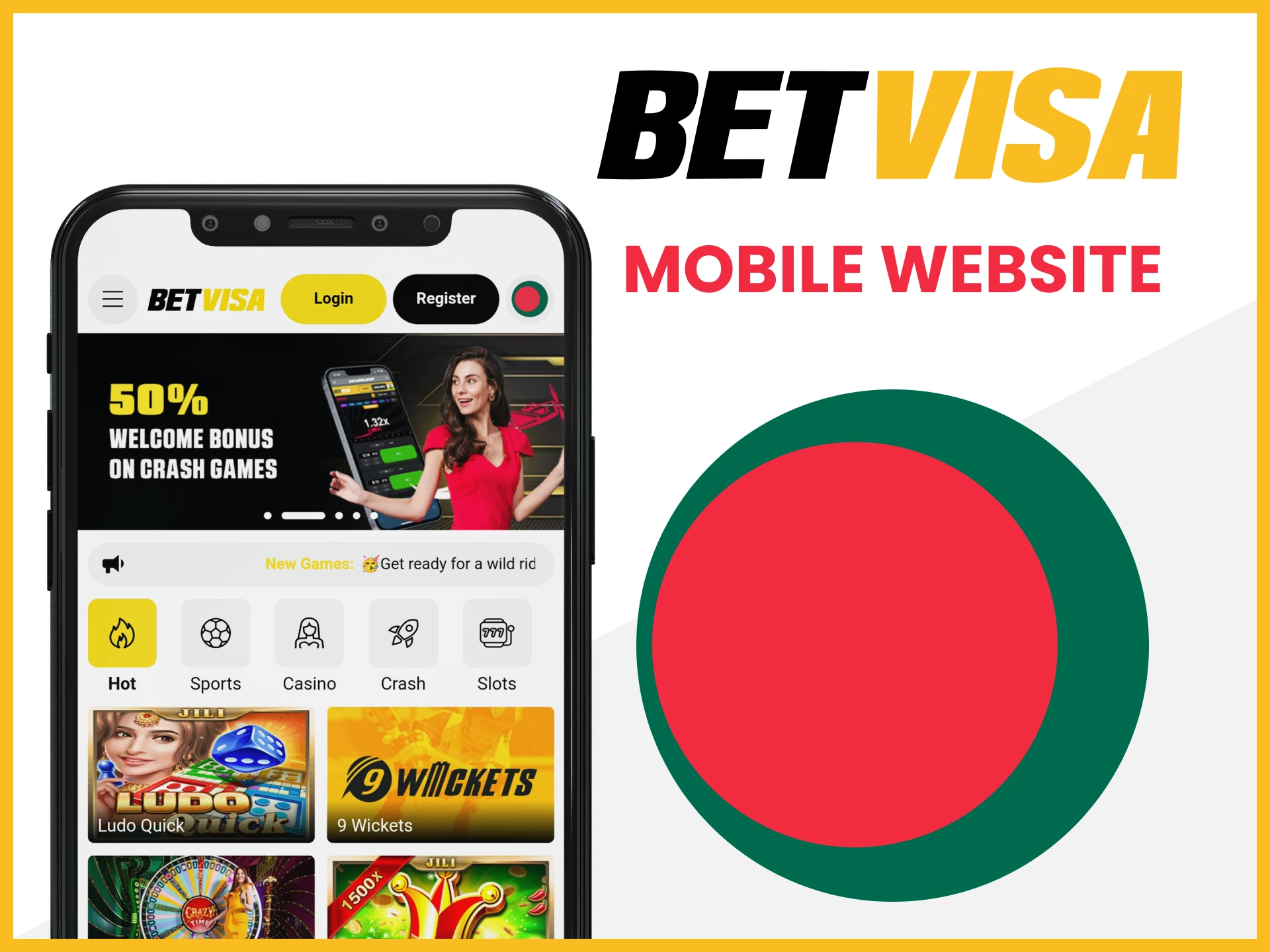 Present the mobile version of the Betvisa website.