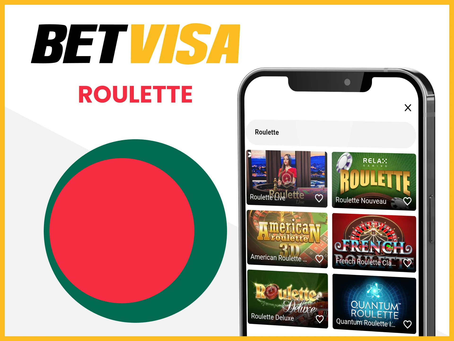 To play on the Betvisa app, choose the live casino roulette game.