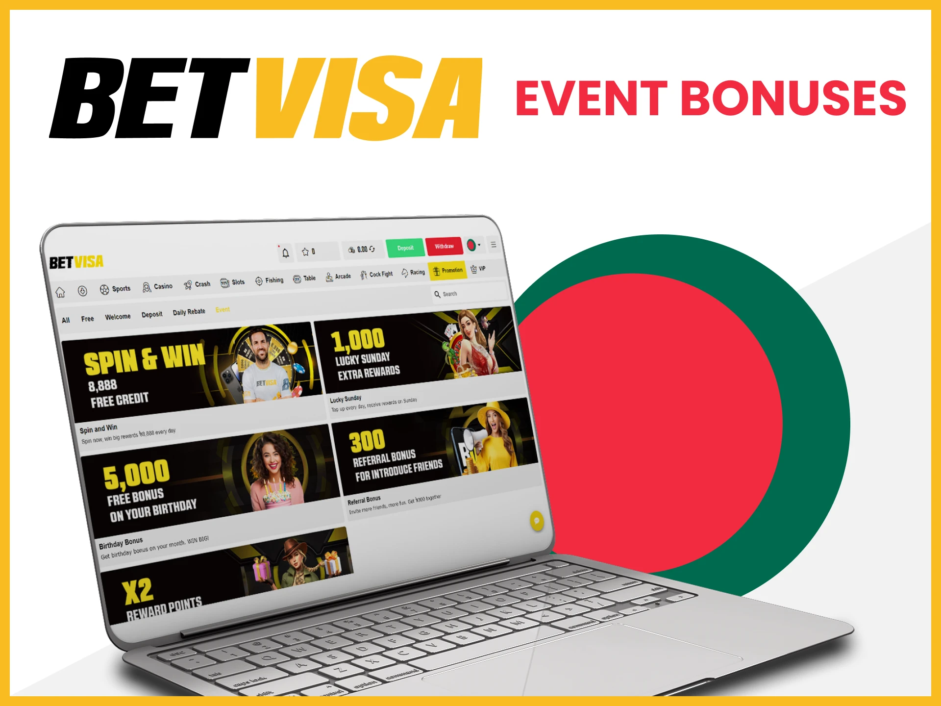Get a bonus during a specific event from Betvisa.