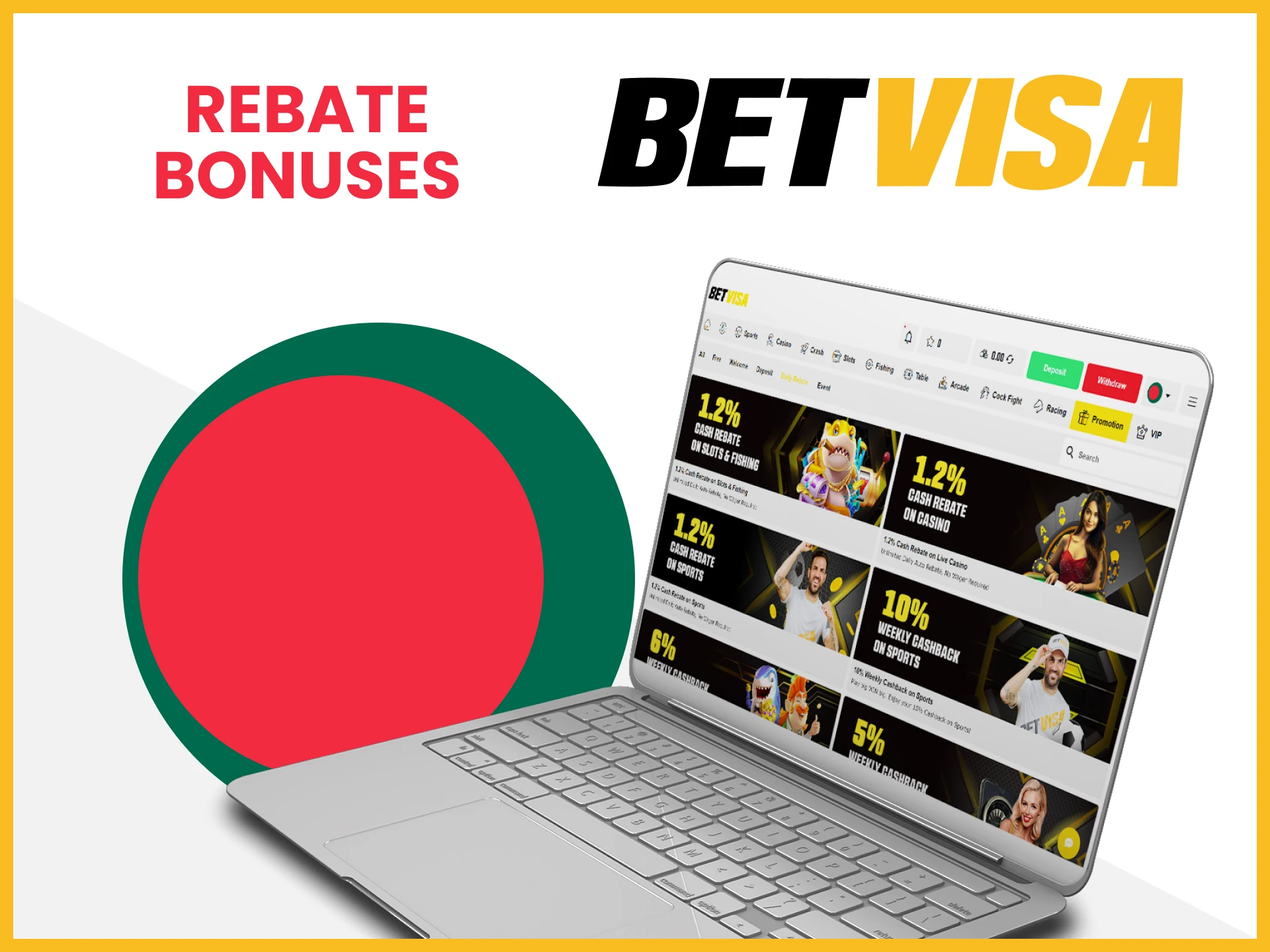 Betvisa gives rebate bonuses to users.