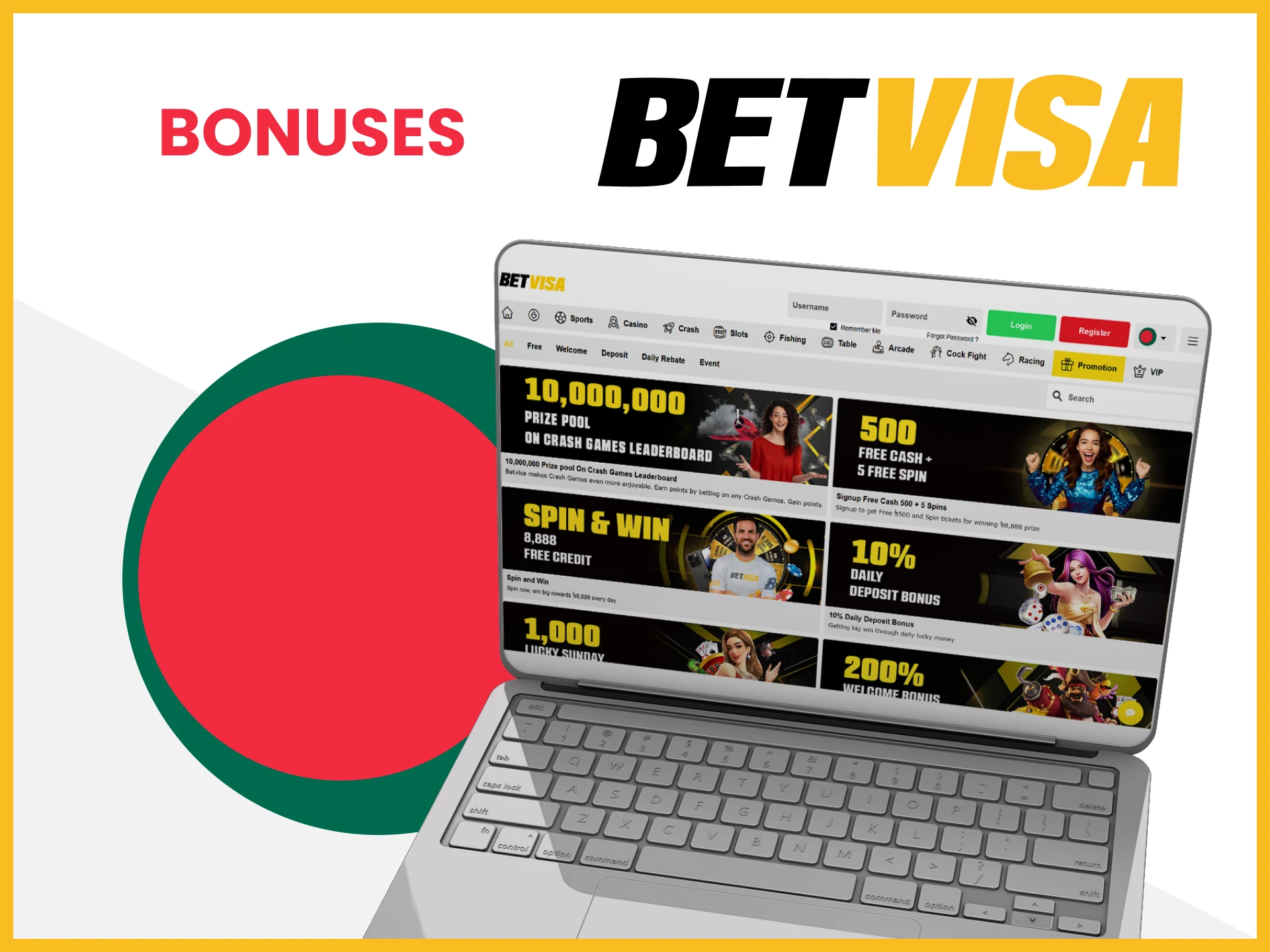 Get bonuses from Betvisa.