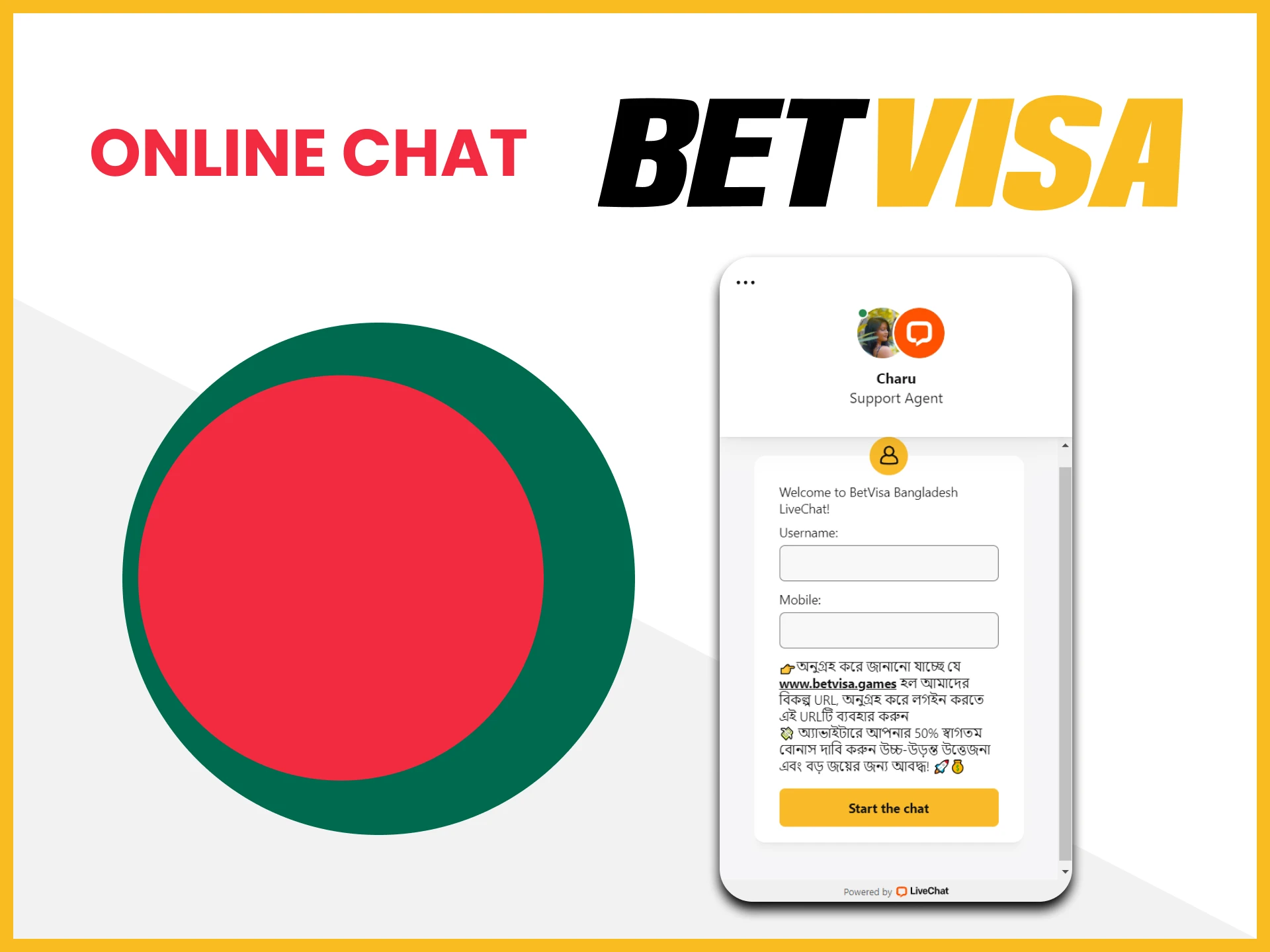 You can contact the Betvisa team through instant chat.