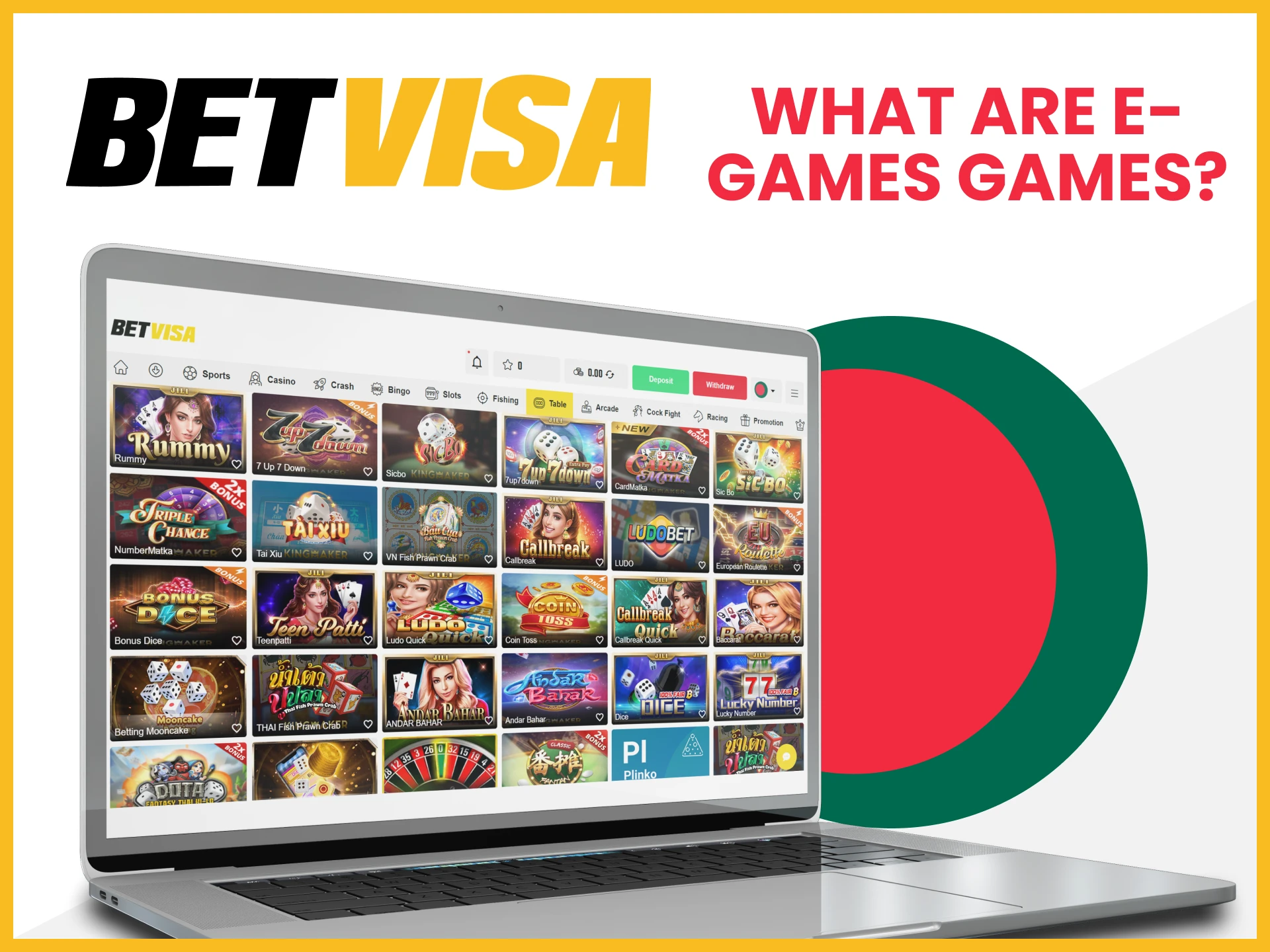 Find out what E-Games are on Betvisa.